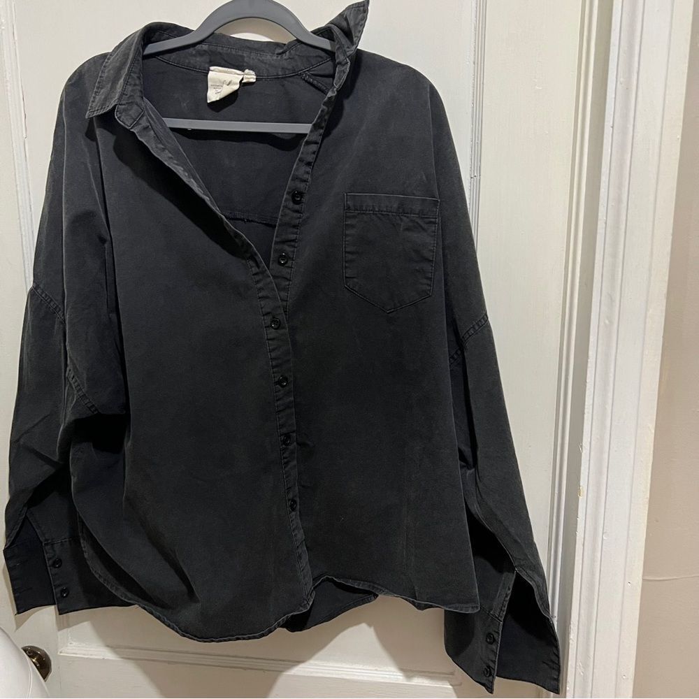 Artistic Works by Lee Black Drop Shoulder Modern Button Down Women's Large